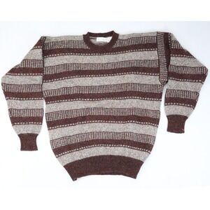 New Vintage Brian Macneil Men's Striped Sweater Shetland Wool Sz XL Fair‎ Isle